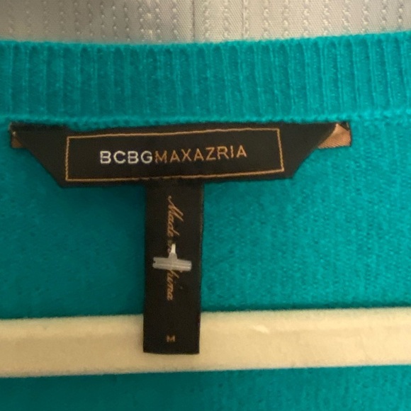 BCBG Max Azria 100% Cashmere long Sleeve Sweater aqua green blue M - Picture 2 of 7